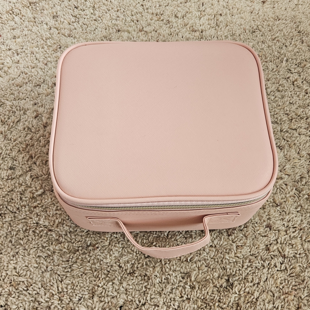 Pink Travel Train Case Makeup Case